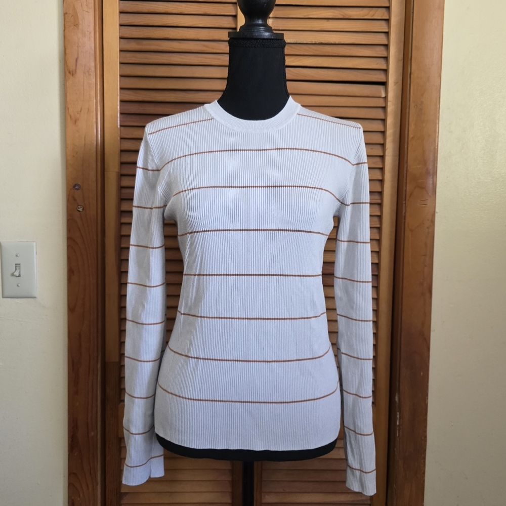 NWOT Frame Women's Striped Ribbed Knit Top Size XL
